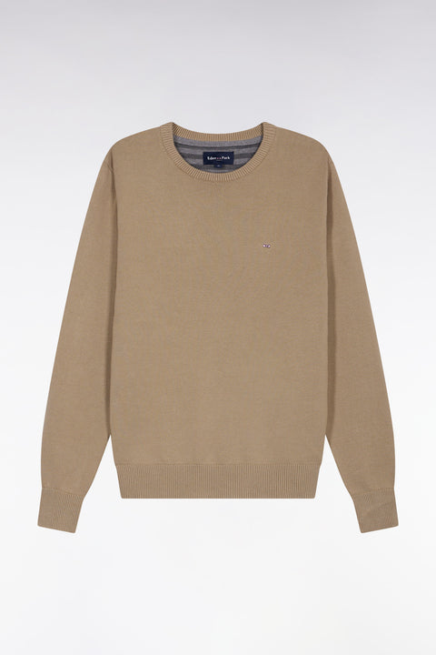 Pull col rond en coton épais beige - Image 2