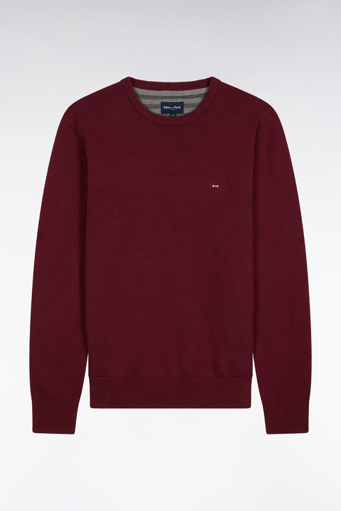 Pull col rond en coton épais bordeaux - Image 2