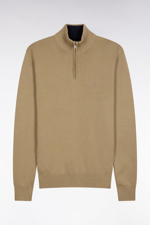 Pull col camionneur en coton épais beige - Image 2