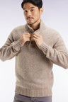 Pull col montant en laine vierge mélangée beige
