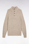 Pull col montant en laine vierge mélangée beige