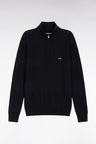 Pull col camionneur en coton noir effet de rayure