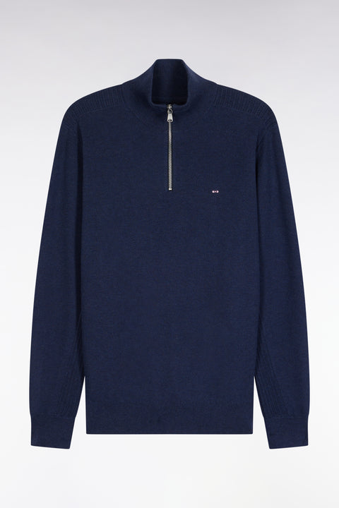 Pull col camionneur en coton nid d'abeille marine - Image 2