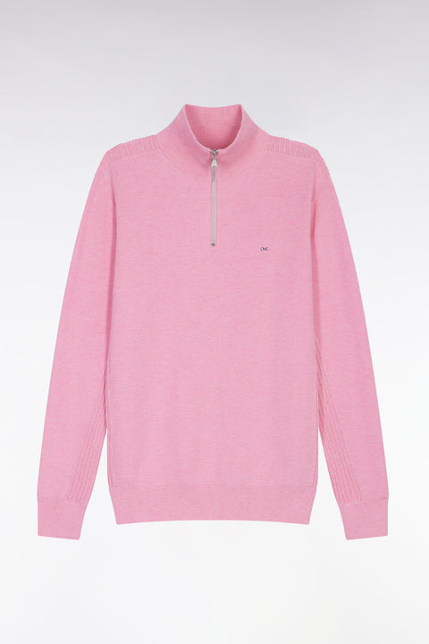 Pull col camionneur en coton nid d'abeille rose - Image 2