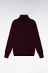Pull col roulé en laine mérinos bordeaux