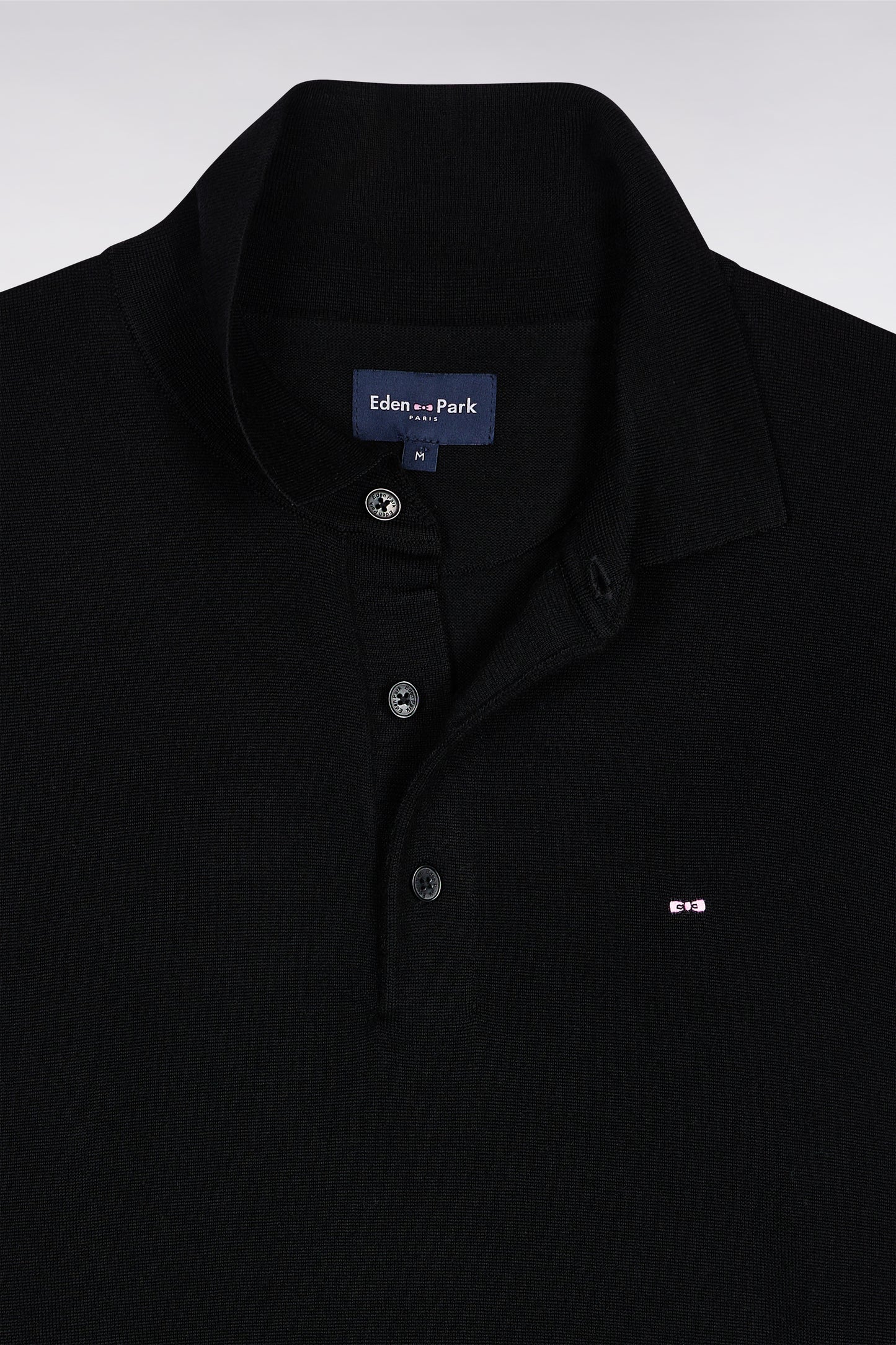 Pull col maillot en laine mérinos noir