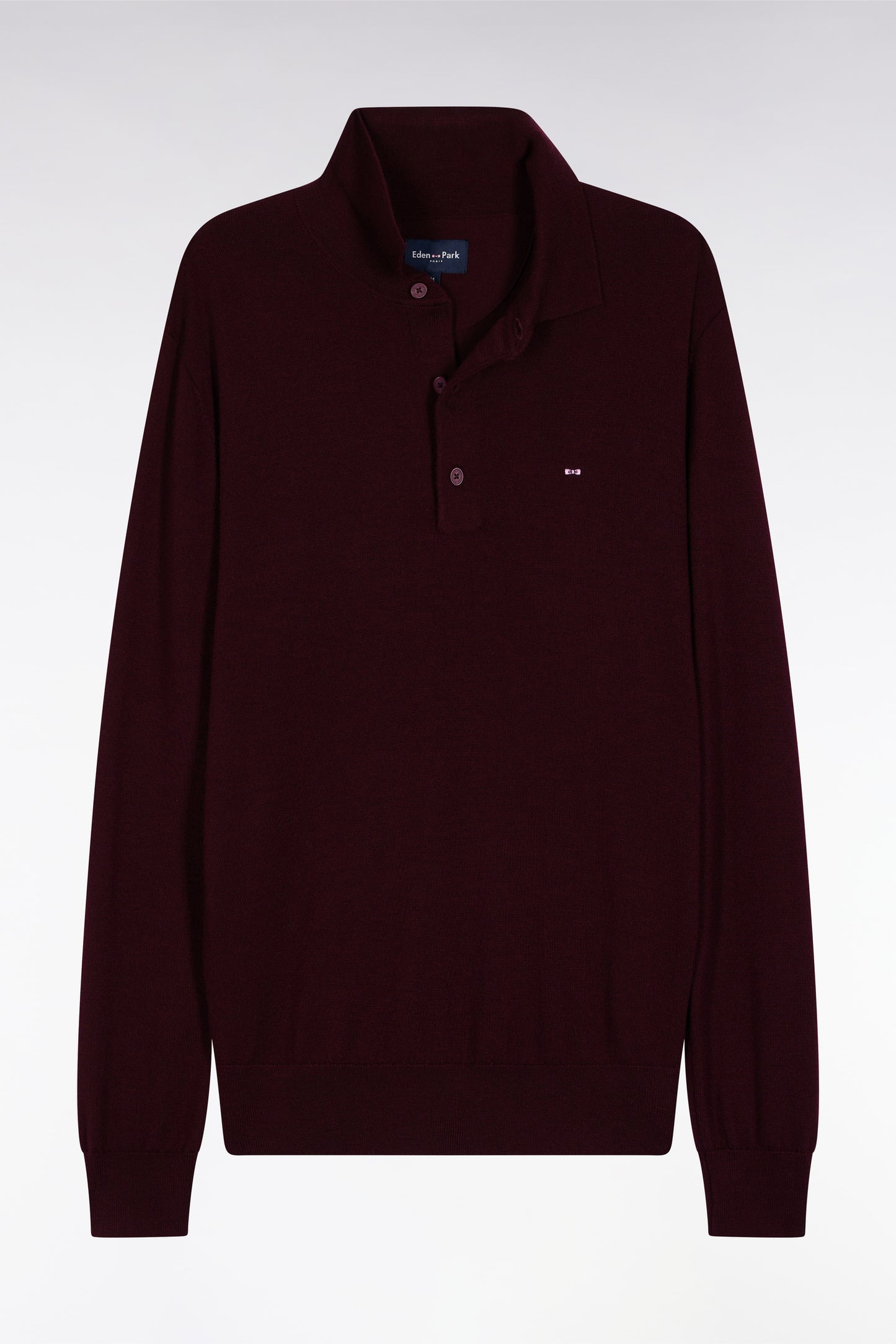 Pull col maillot en laine mérinos bordeaux