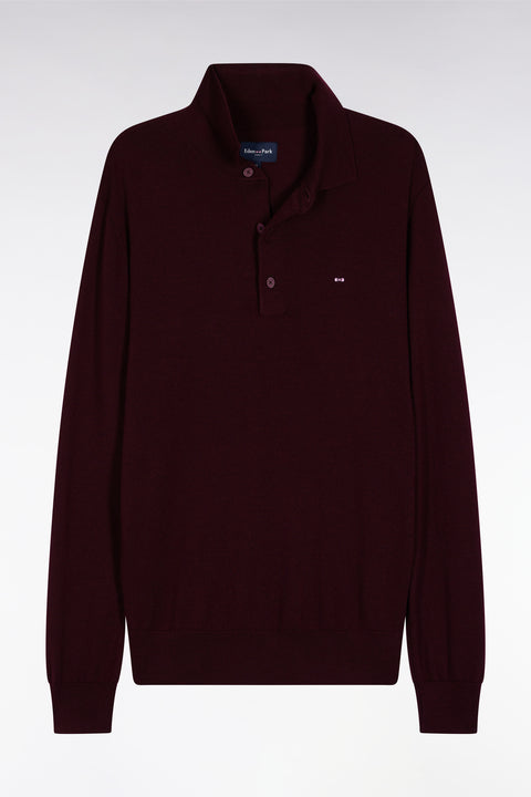 Pull col maillot en laine mérinos bordeaux - Image 2