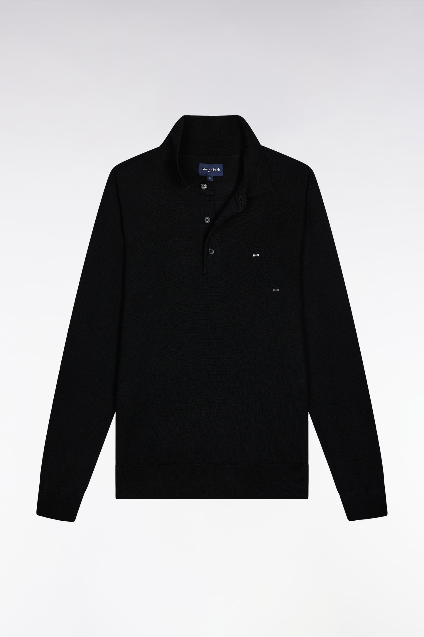 Pull col maillot en laine mérinos noir