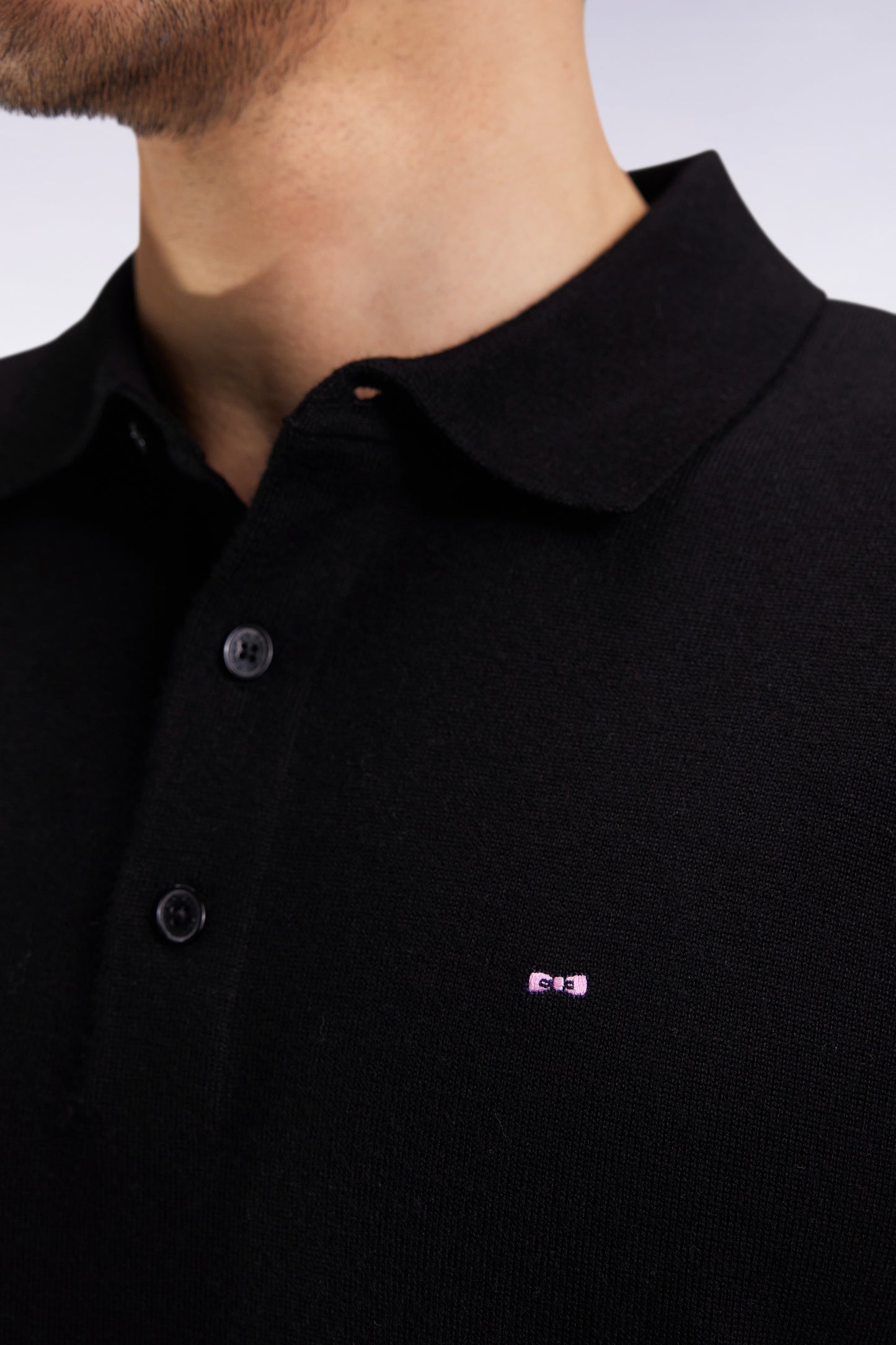 Pull col maillot en laine mérinos noir