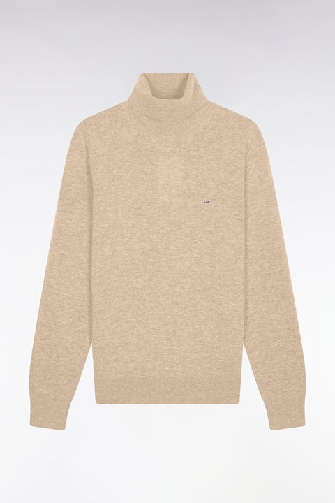 Pull col roulé en laine et coton camel - Image 1