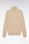 Pull col roulé en laine et coton camel