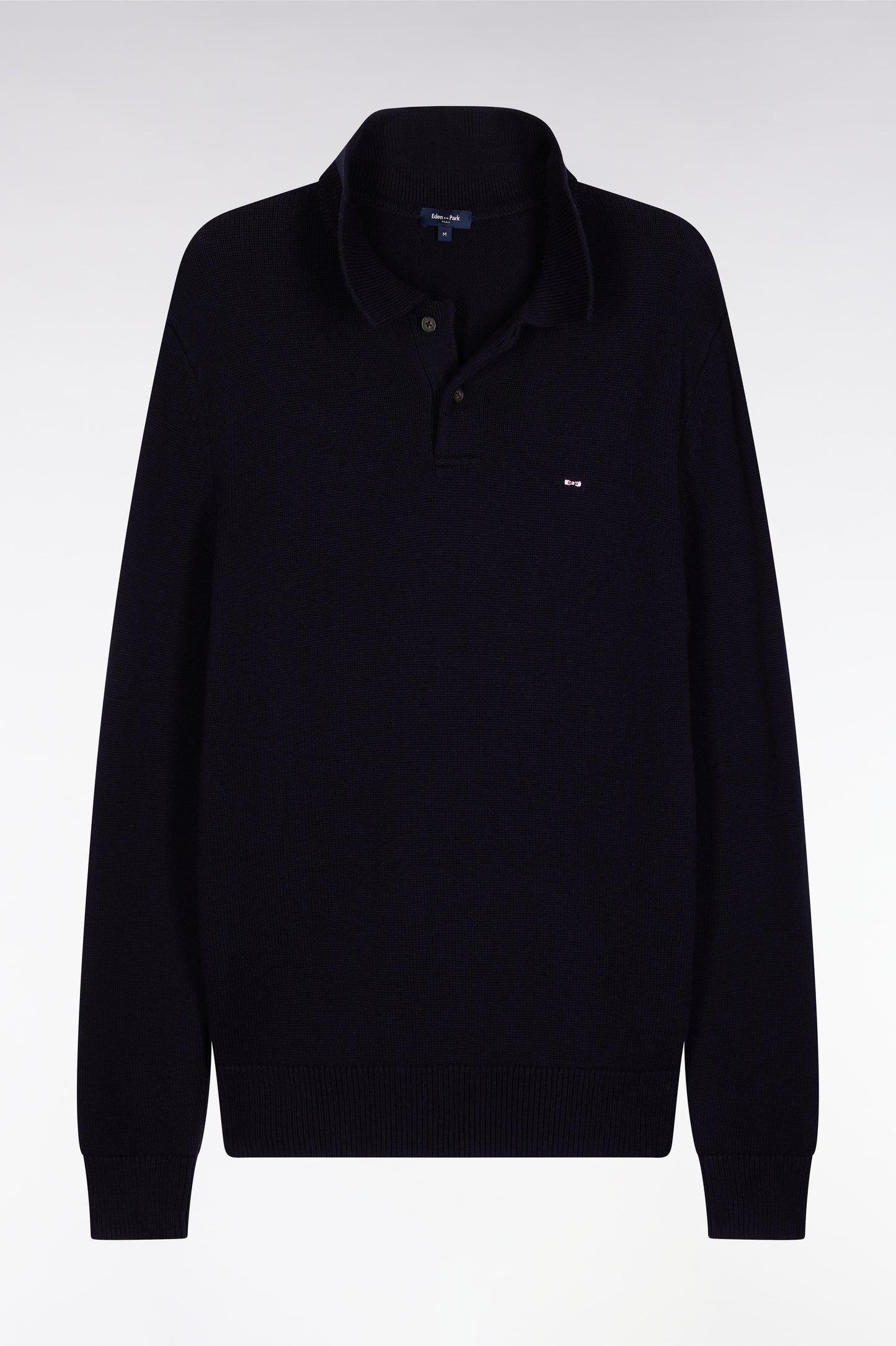 Pull col maillot épais en laine et coton marine