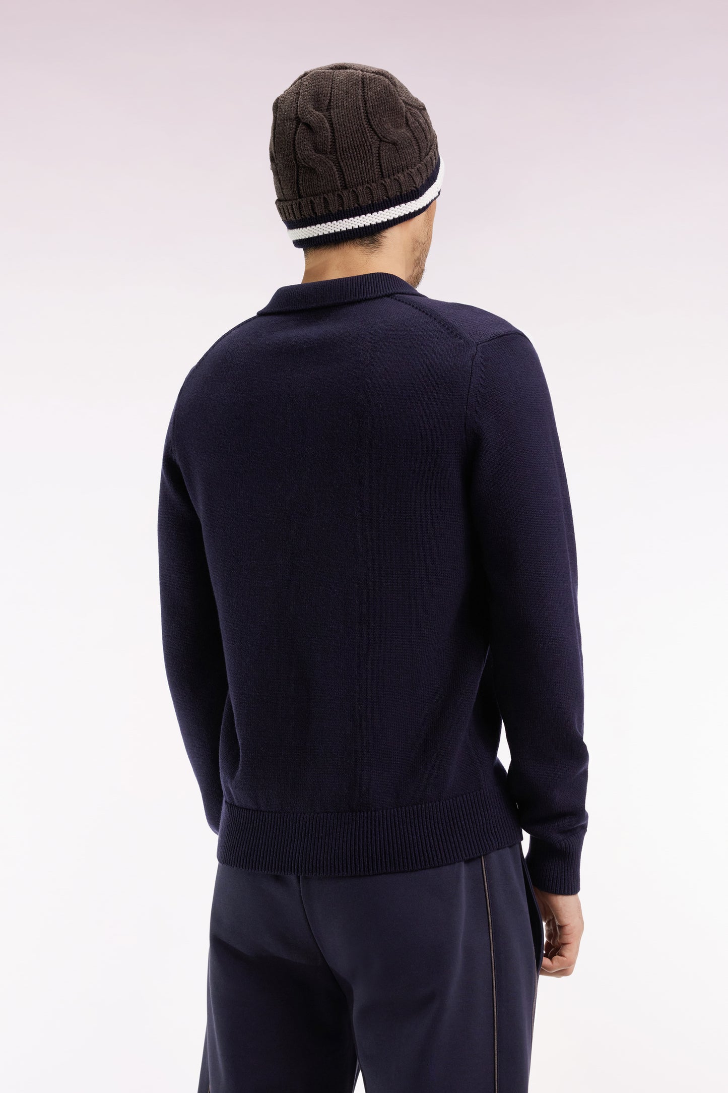 Pull col maillot épais en laine et coton marine