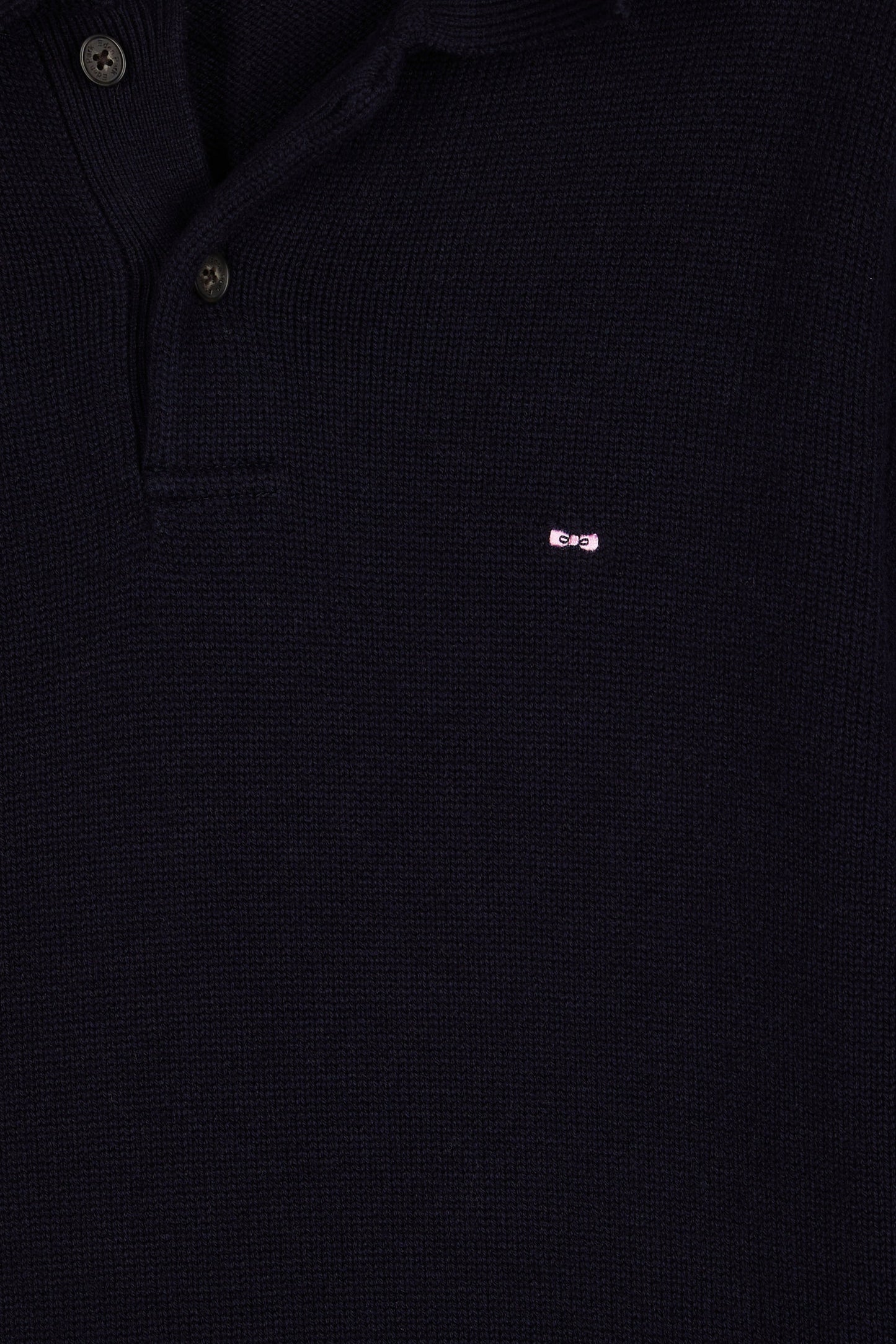 Pull col maillot épais en laine et coton marine