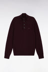 Pull col montant épais en laine et coton bordeaux