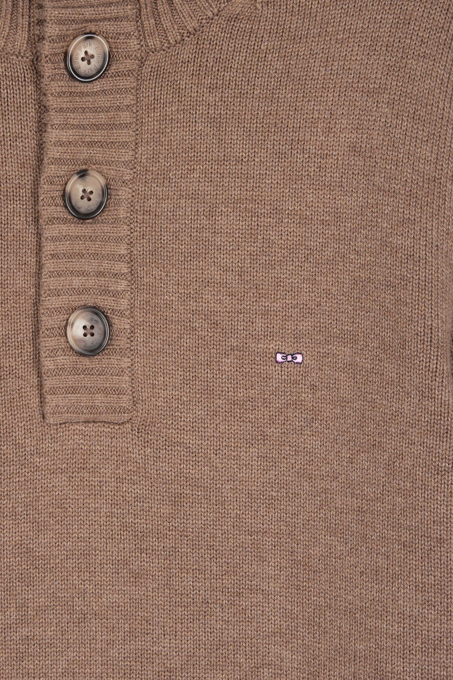 Pull col montant épais en laine et coton marron
