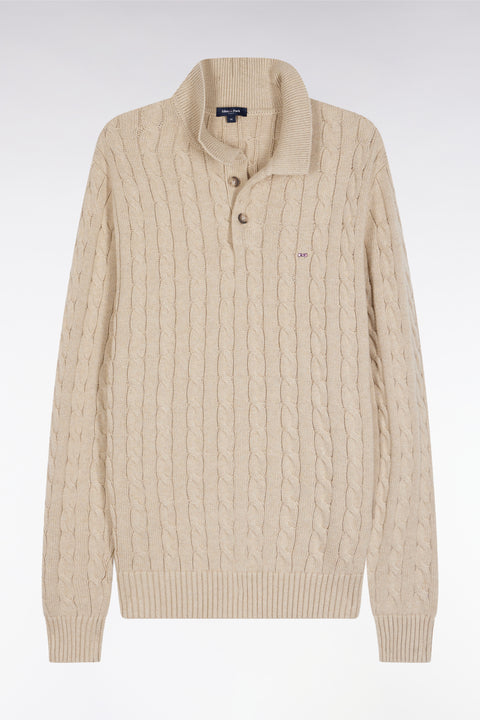 Pull col maillot en coton torsadé beige - Image 2
