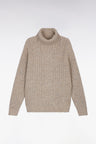 Pull col roulé avec laine vierge beige