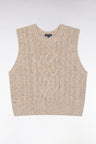 Sleeveless virgin wool blend sweater in beige Relaxed cut