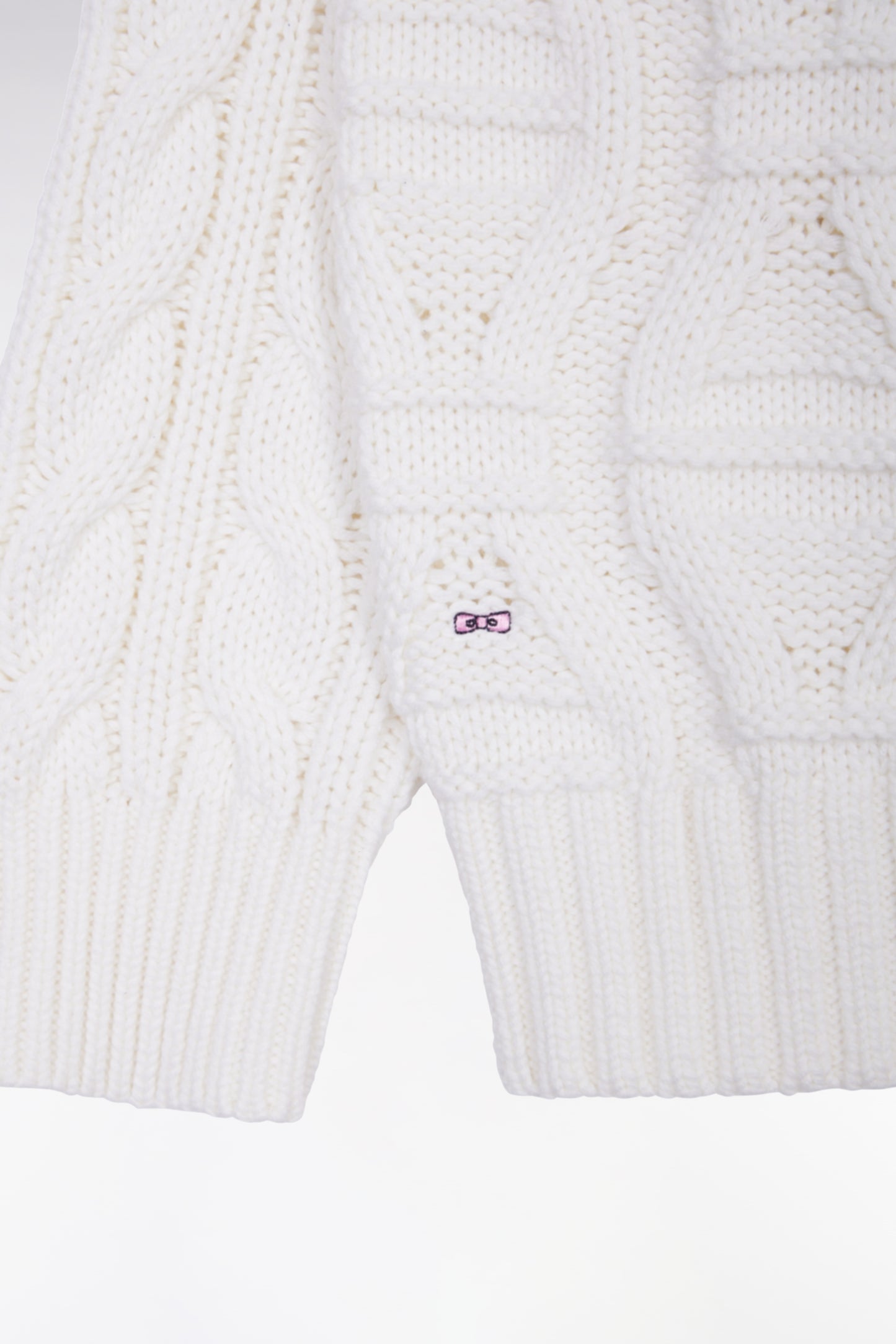 Pull à torsades en laine et coton blanc coupe Oversized