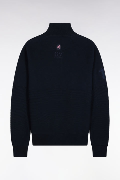 Pull col camionneur XV de France en coton marine - Image 2