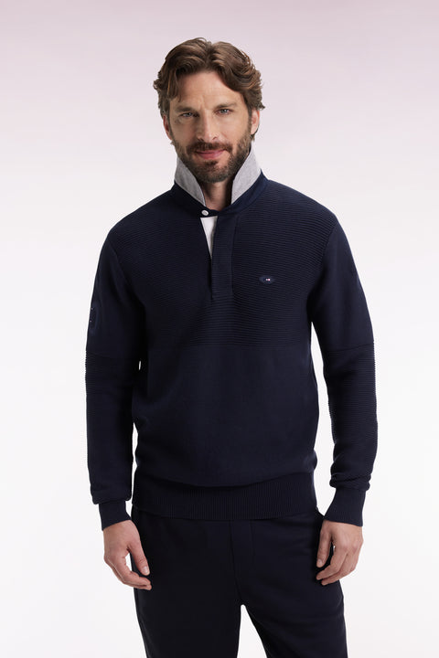 Pull en coton marine - Image 1