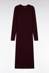 Robe en laine mérinos bordeaux à col rond