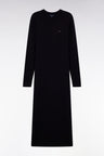 Robe en laine mérinos marine à col rond