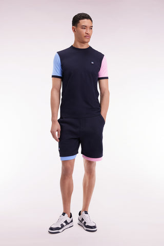 Short en molleton coton marine coupe ample