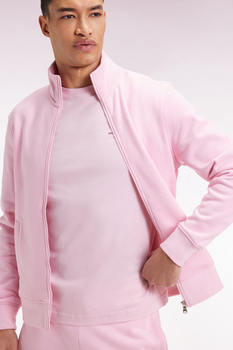 Sweatshirt zippé en coton rose coupe droite - Image 2