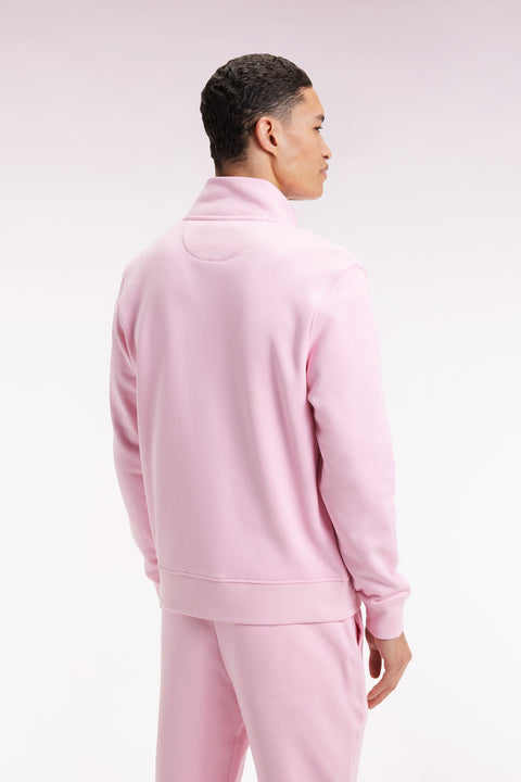 Sweatshirt zippé en coton rose coupe droite - Image 3