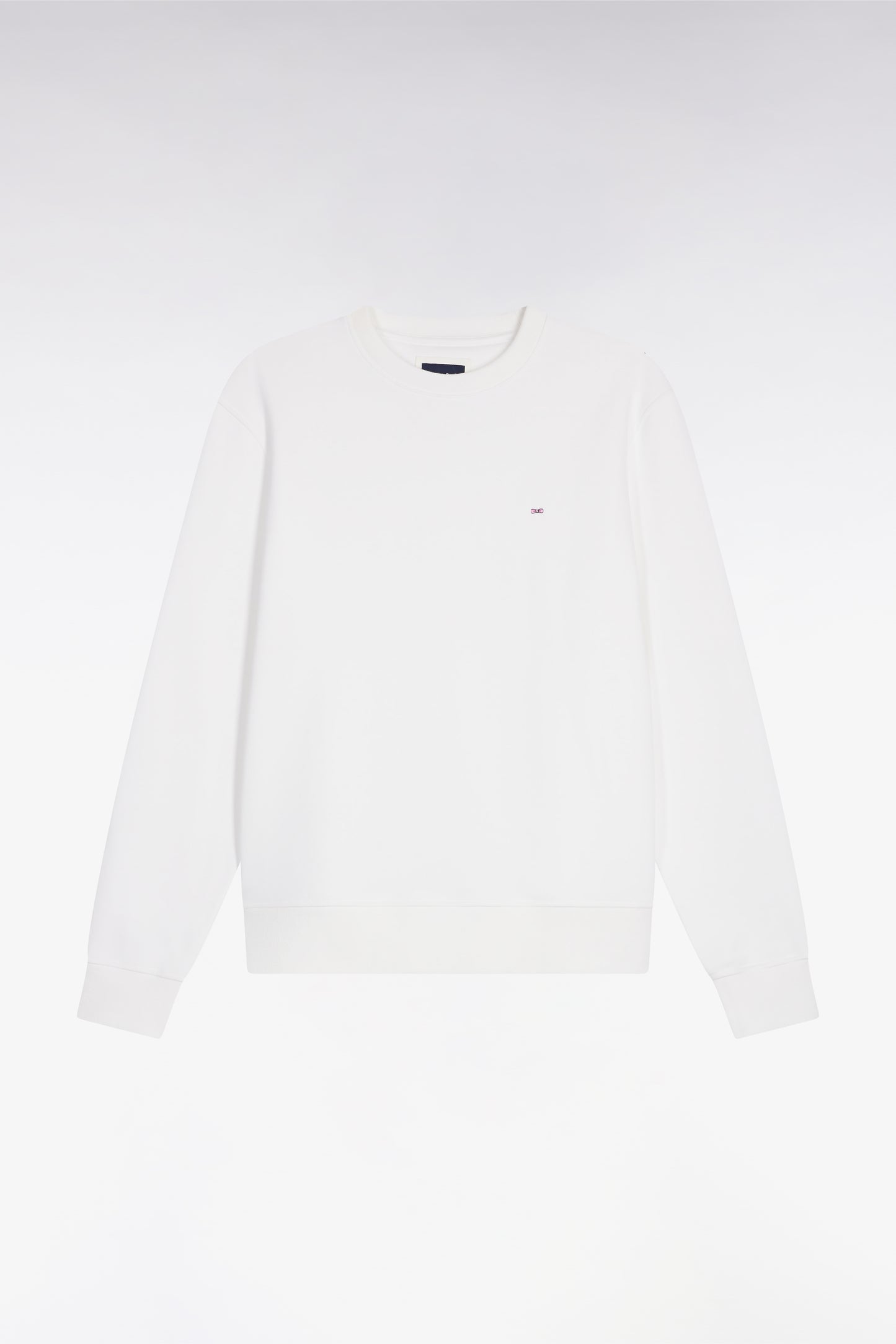 Sweatshirt à col rond en coton blanc coupe droite
