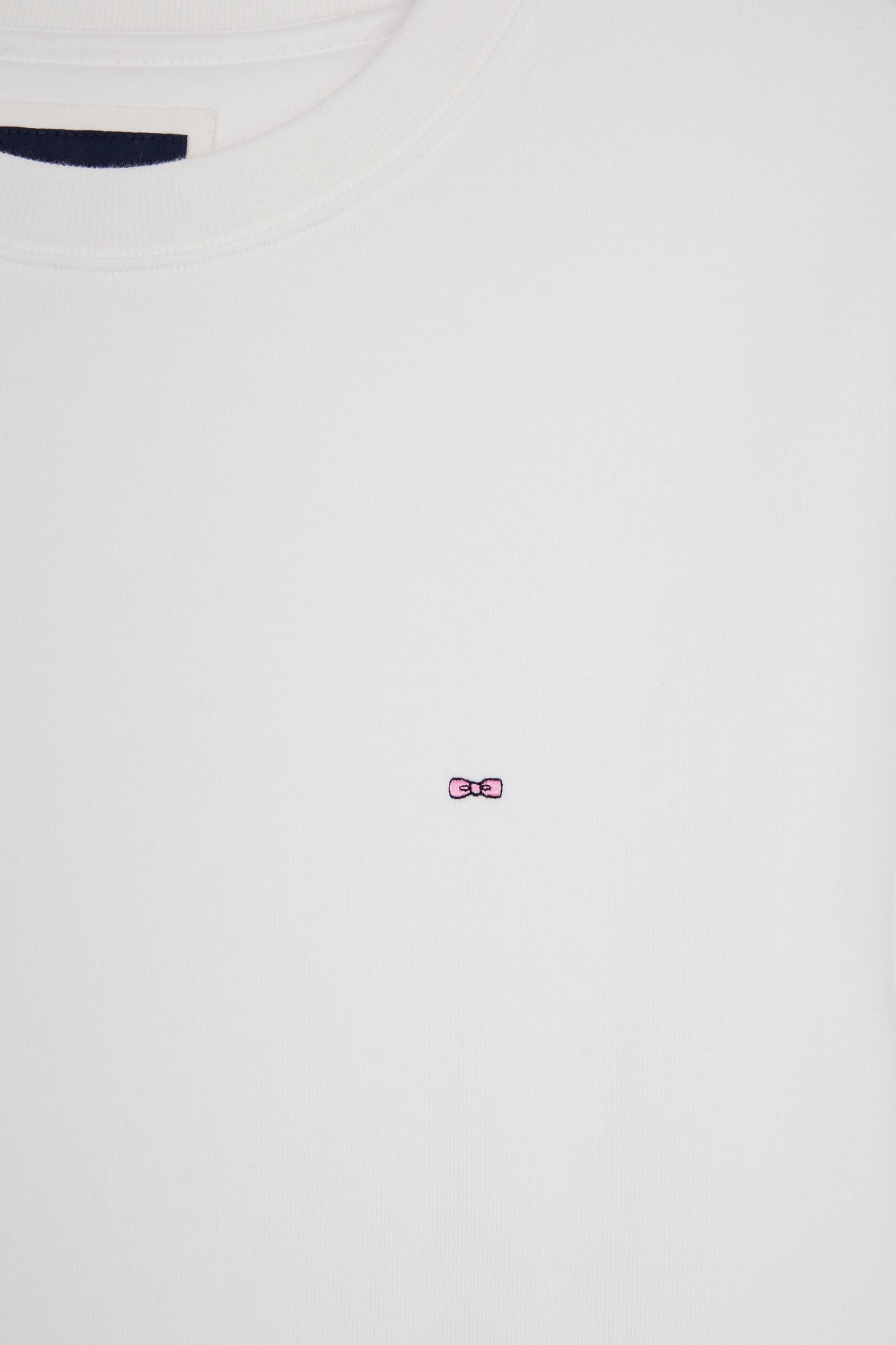 Sweatshirt à col rond en coton blanc coupe droite