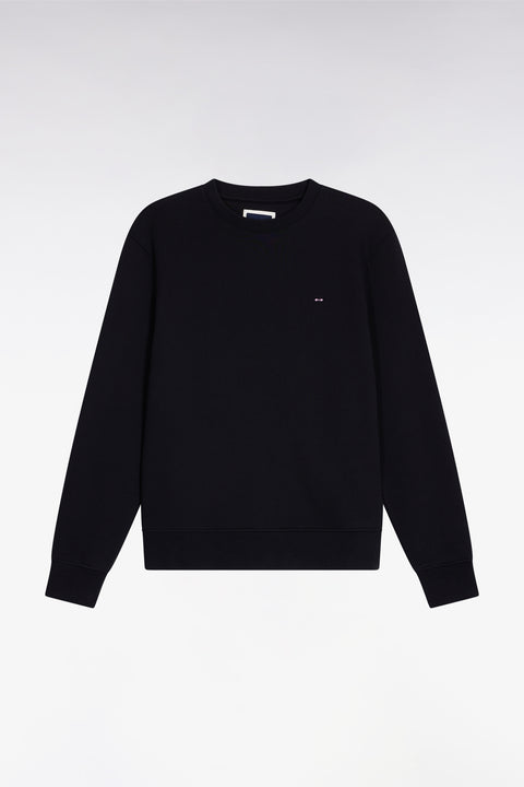 Sweatshirt à col rond en coton noir coupe droite - Image 2