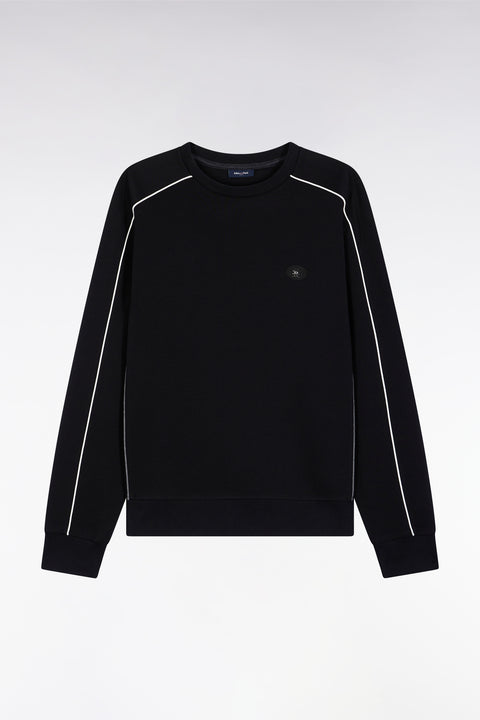 Sweatshirt en molleton noir passepoils colorés - Image 2