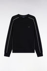 Sweatshirt en molleton noir passepoils colorés