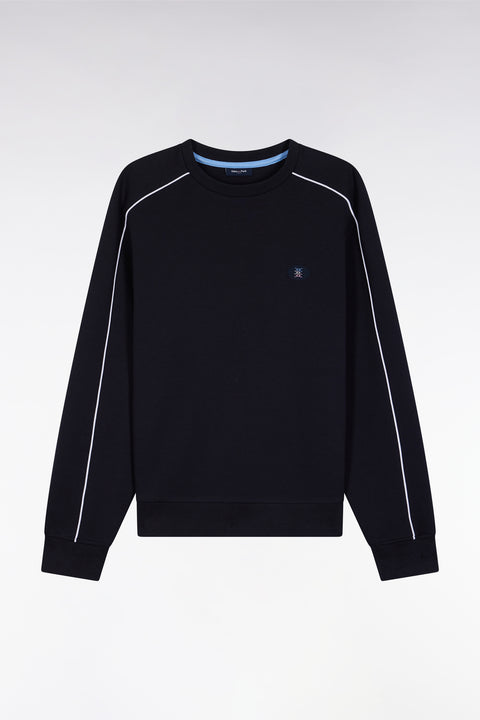Sweatshirt en molleton marine passepoils colorés - Image 2