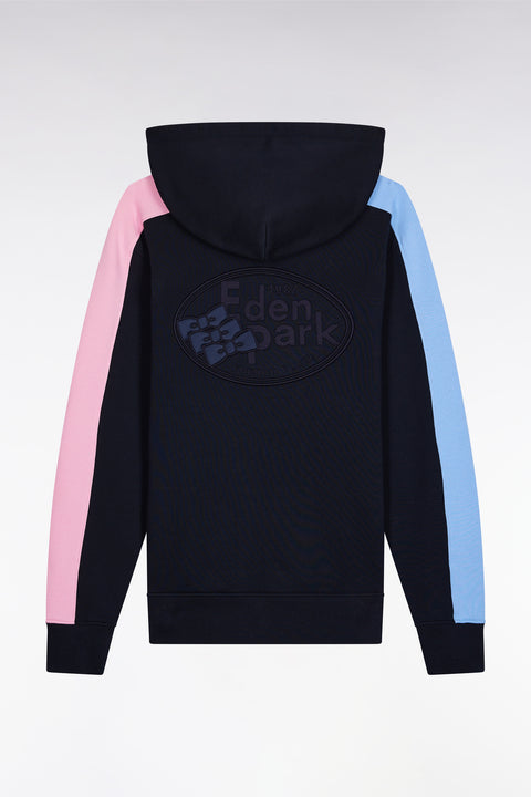 Zip-up hooded sweatshirt in navy fleece - Image 2