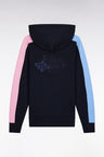 Zip-up hooded sweatshirt in navy fleece