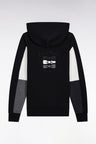 Sweatshirt à capuche noir découpes manches contrastées