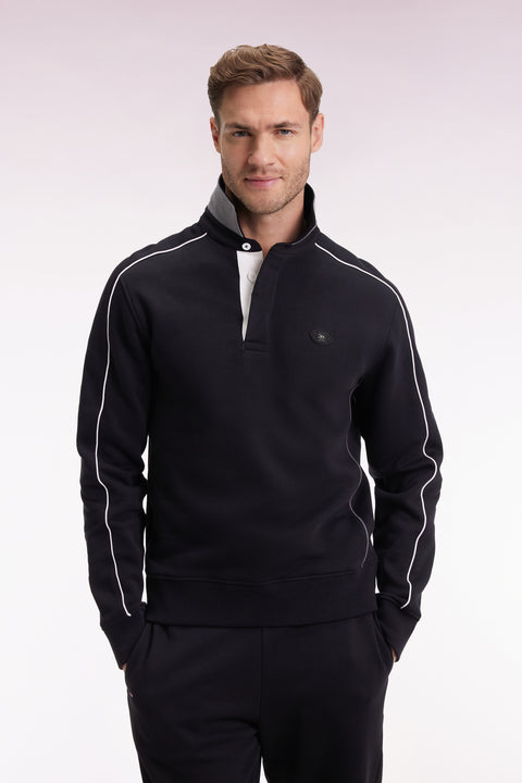 Sweatshirt à col maillot en molleton gratté noir - Image 1