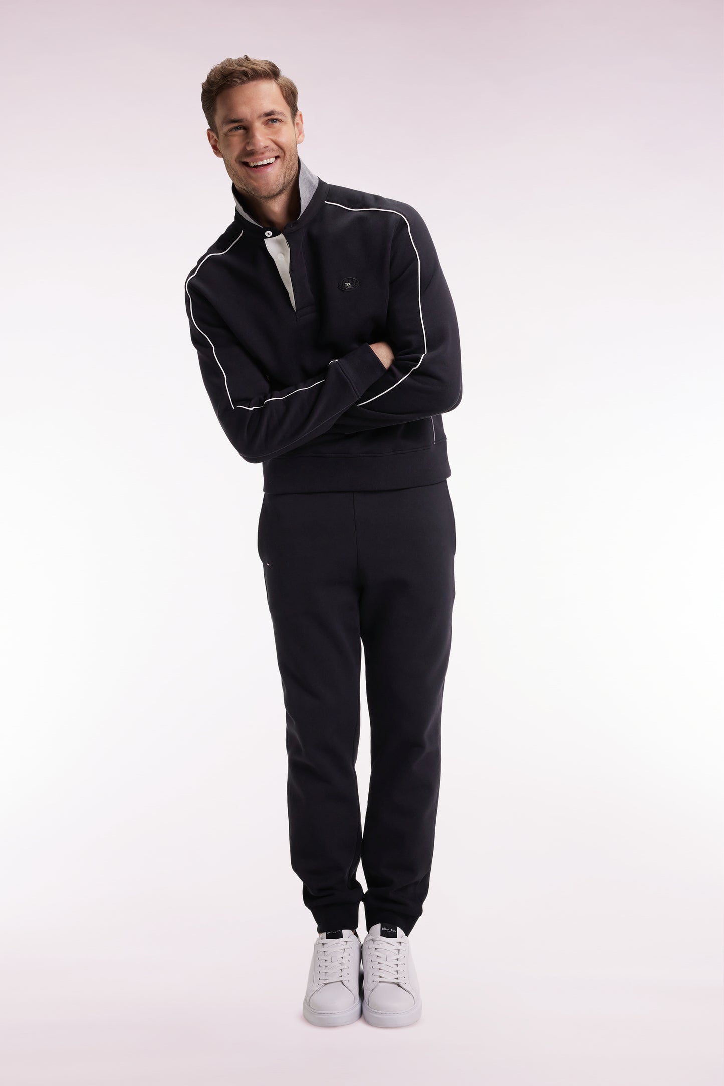 Sweatshirt à col maillot en molleton gratté noir