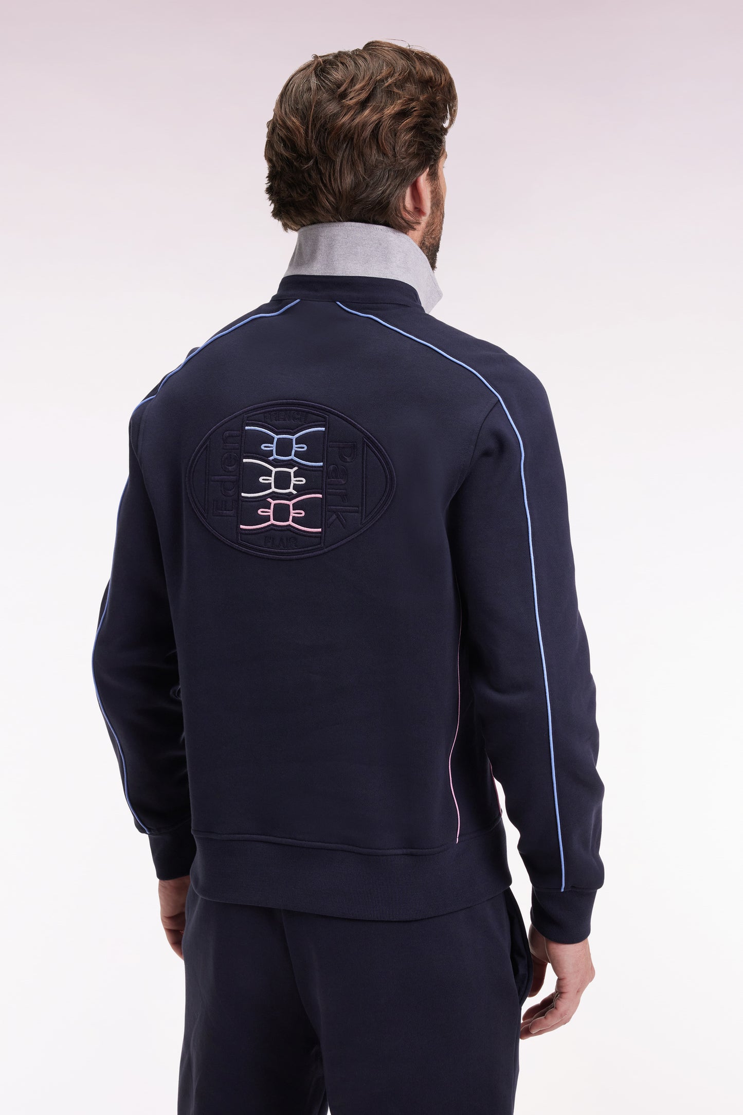 Sweatshirt à col maillot en molleton gratté marine