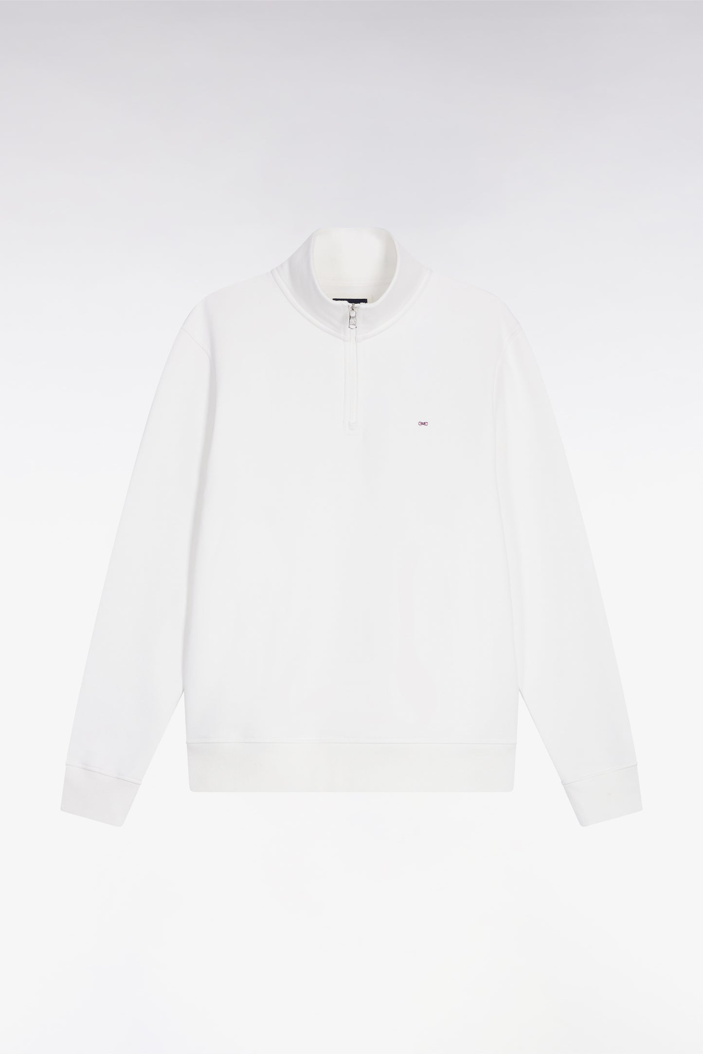 Sweatshirt à col montant zippé en molleton coton blanc