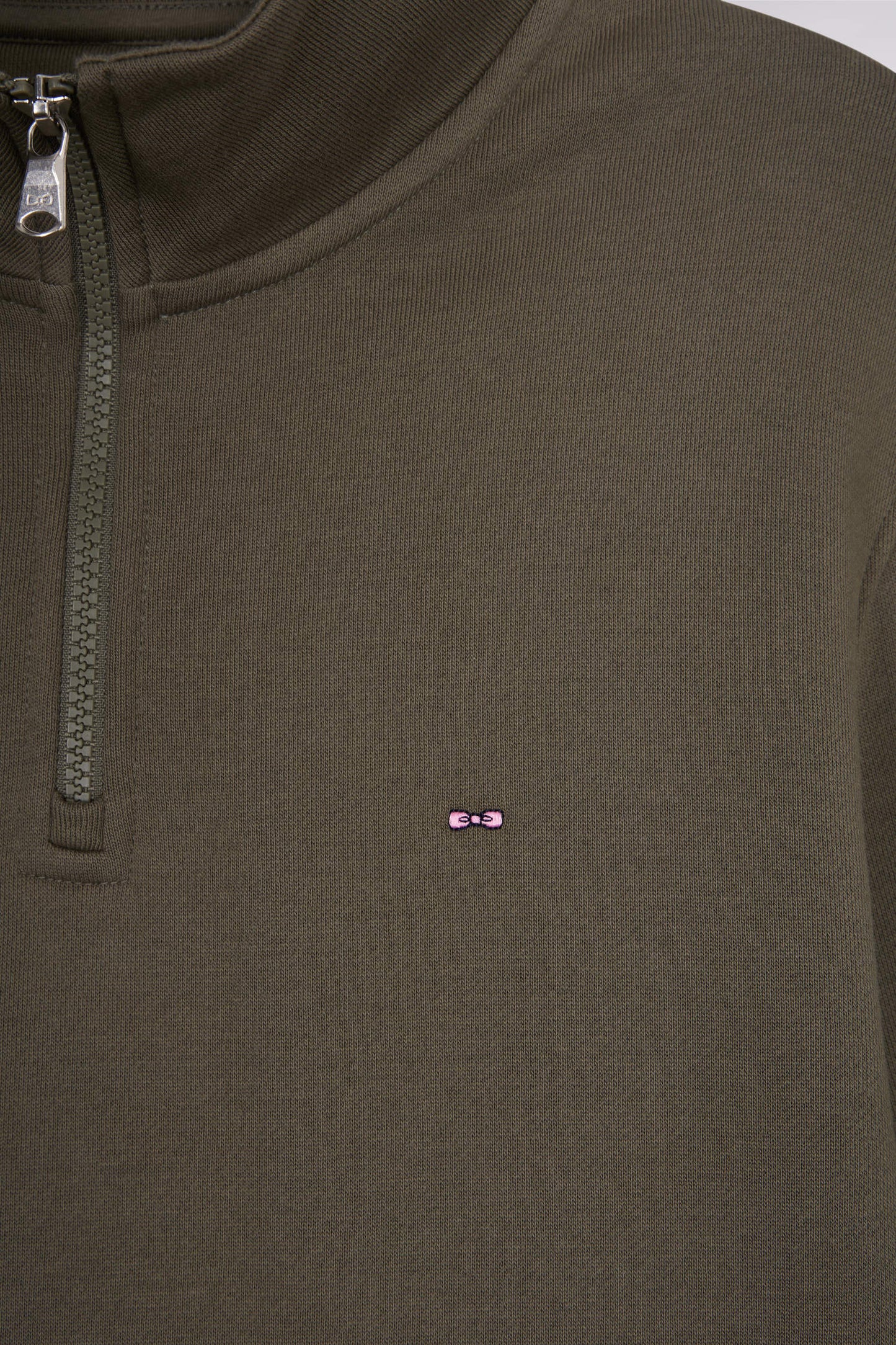 Sweatshirt à col montant zippé en molleton coton kaki