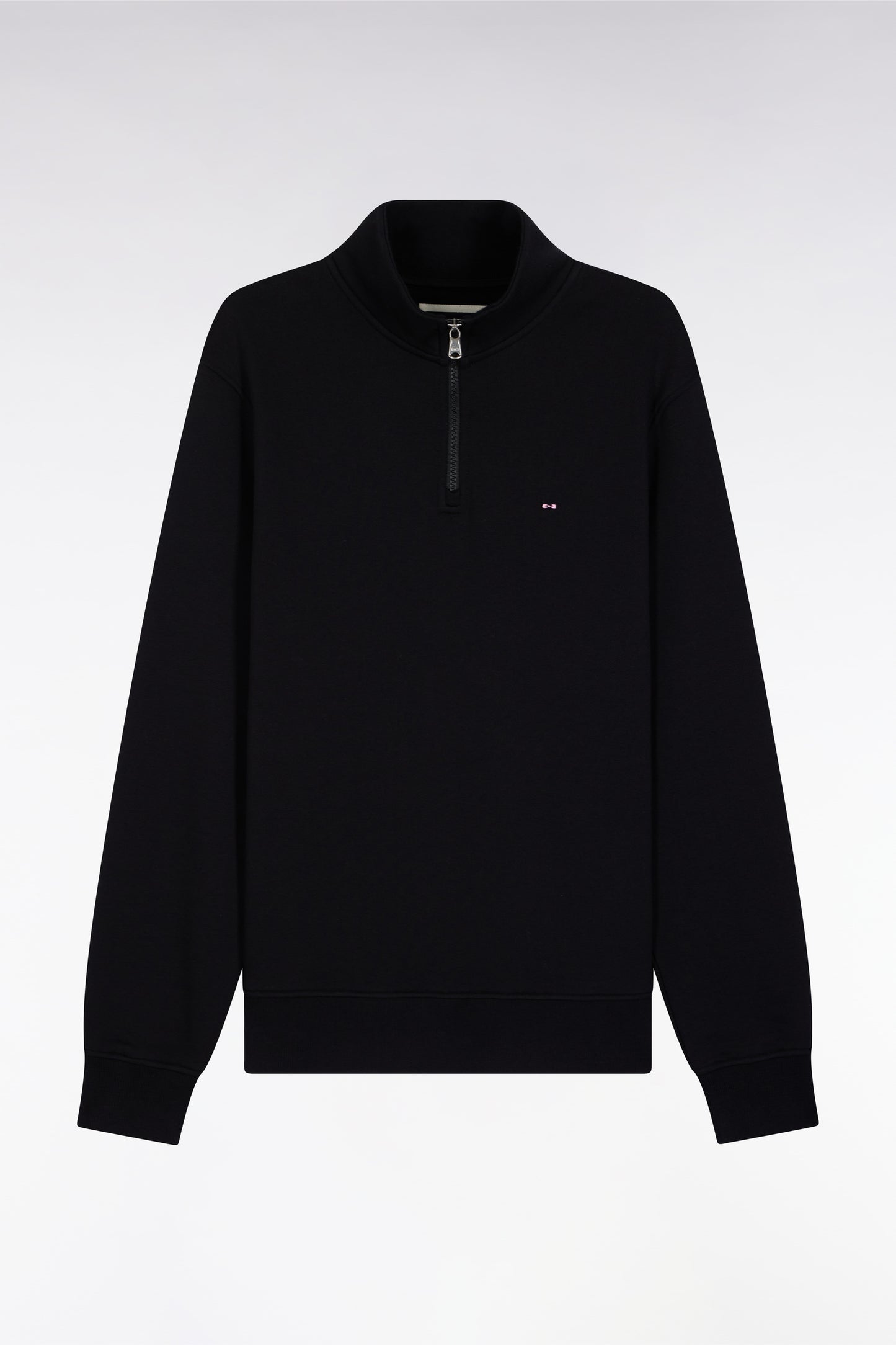 Sweatshirt à col montant zippé en molleton coton noir