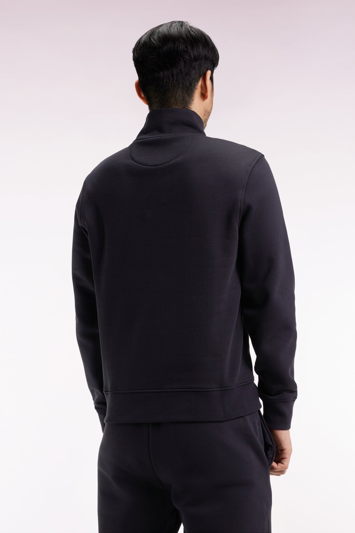 Sweatshirt à col montant zippé en molleton coton noir