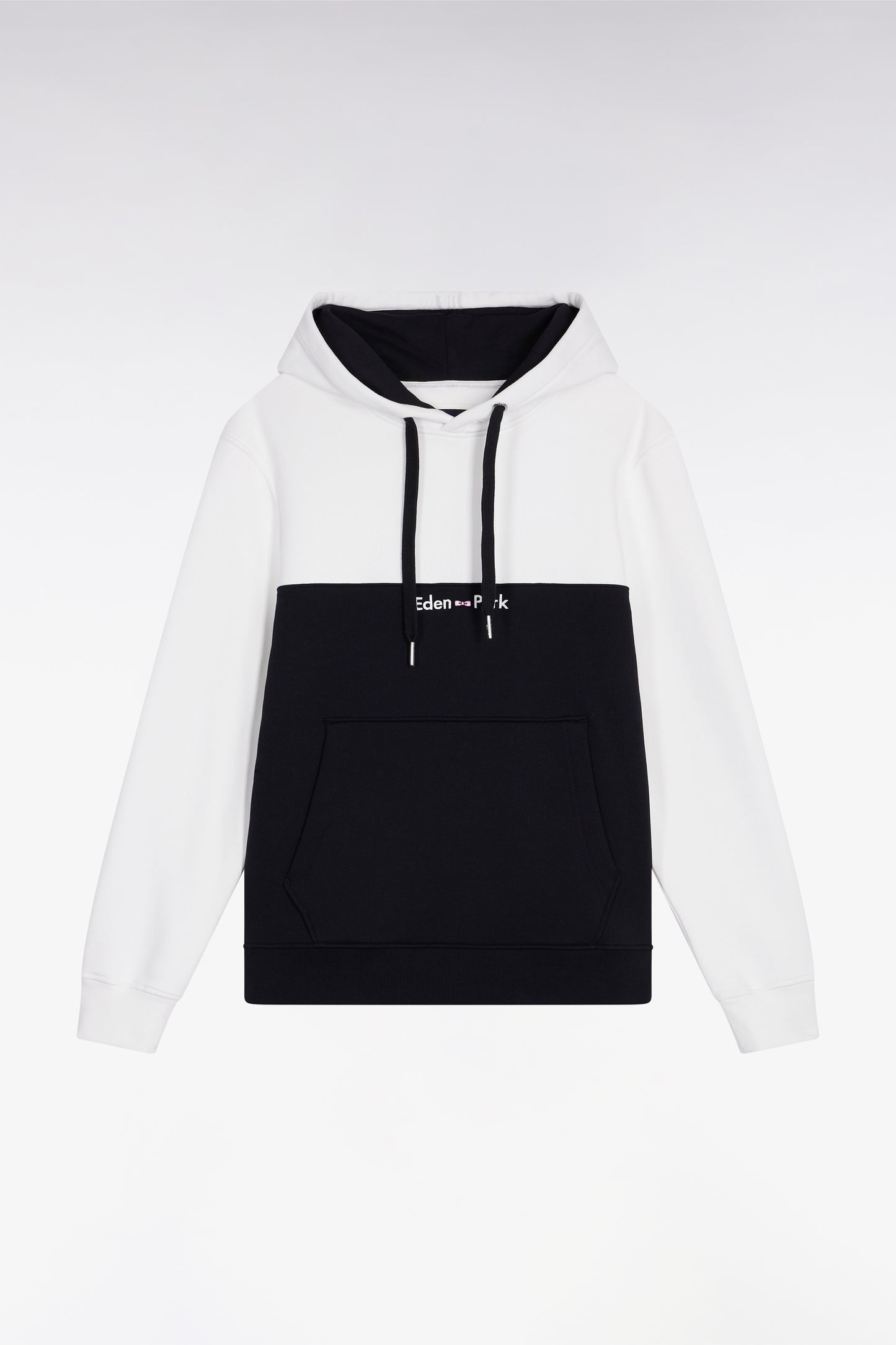 Sweatshirt à capuche bicolore blanc coupe droite