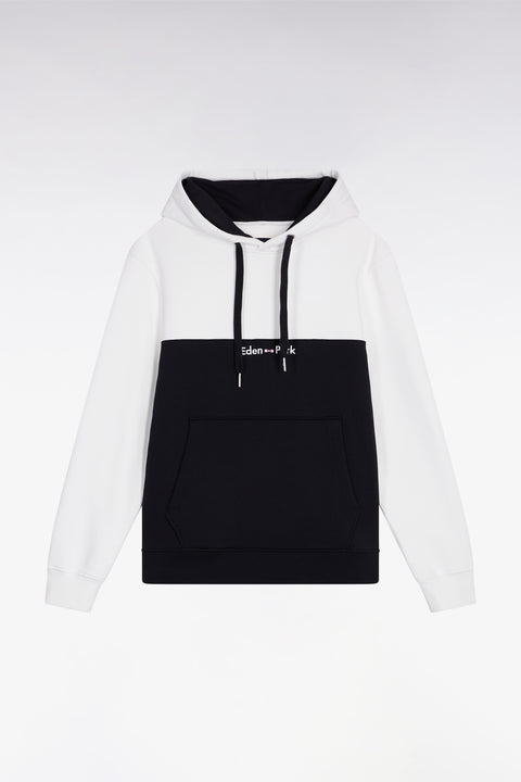 Sweatshirt à capuche bicolore blanc coupe droite - Image 2